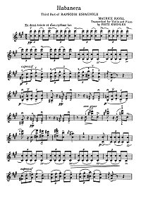 Ravel - Habanera for violin (Kreisler) - Instrument part - First page